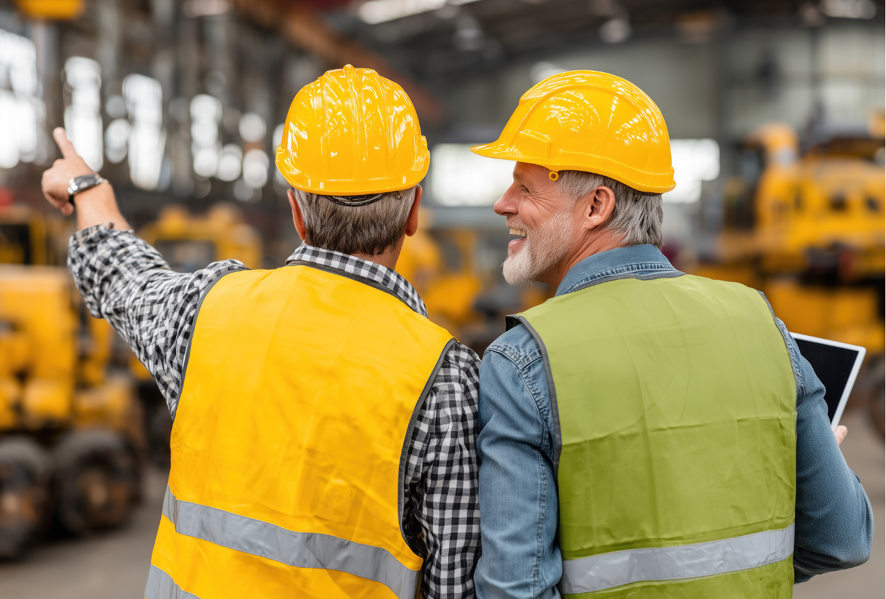 hardhat coworkers smiling