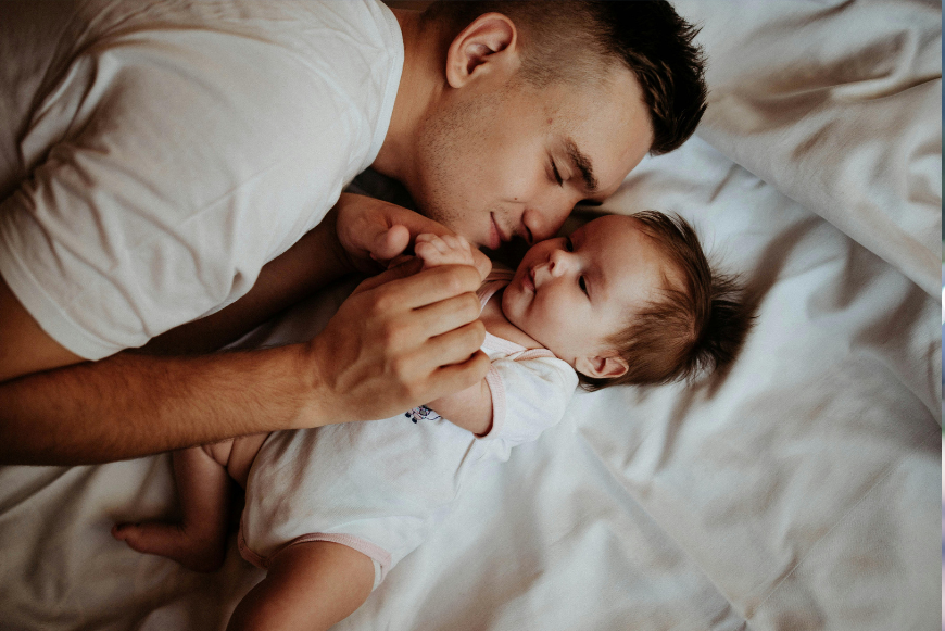 man and baby-protection